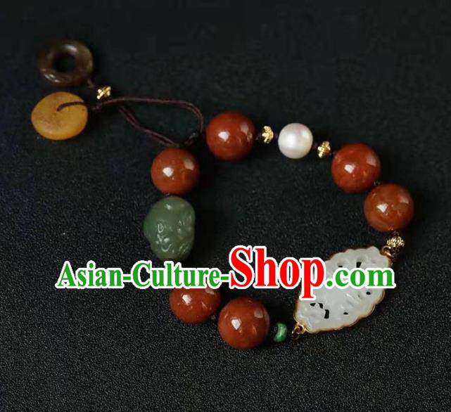 China Handmade Agate Beads Bracelet Traditional National Jade Bangle Jewelry Accessories China Handmade Agate Beads Bracelet Traditional National Jade Bangle Jewelry Accessories