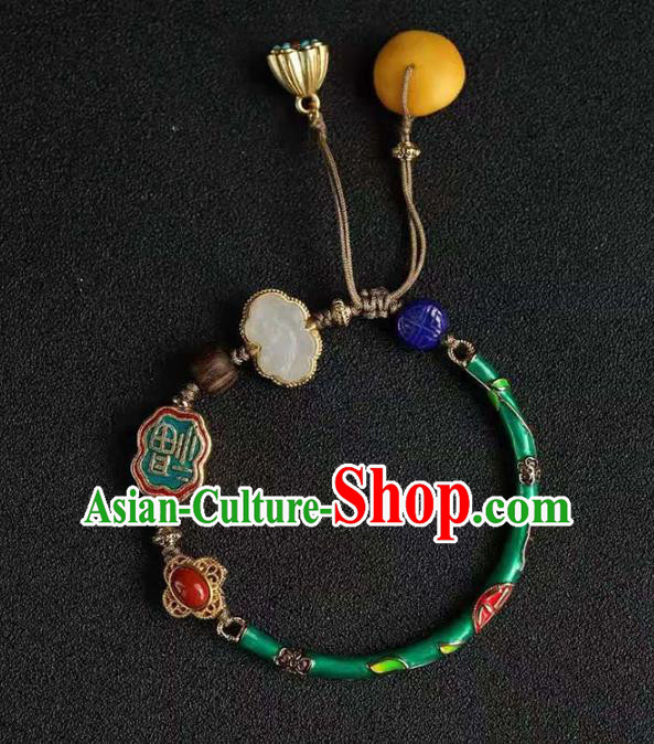 China Handmade Cloisonne Bracelet Traditional Jewelry Accessories National Lotus Seedpod Tassel Bangle China Handmade Cloisonne Bracelet Traditional Jewelry Accessories National Lotus Seedpod Tassel Bangle