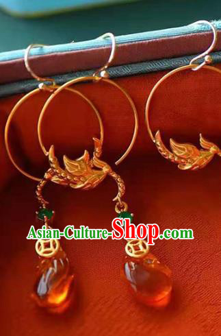 Handmade China National Ear Jewelry Accessories Traditional Cheongsam Succinite Earrings Handmade China National Ear Jewelry Accessories Traditional Cheongsam Succinite Earrings