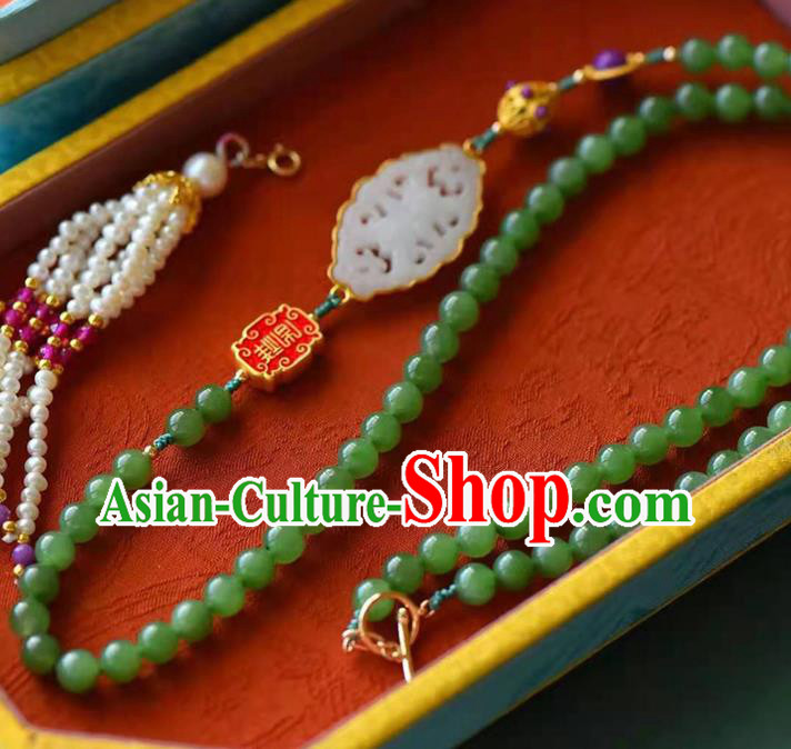 Chinese Classical Pearls Tassel Necklace Pendant National Handmade Jade Beads Necklet Jewelry Accessories Chinese Classical Pearls Tassel Necklace Pendant National Handmade Jade Beads Necklet Jewelry Accessories