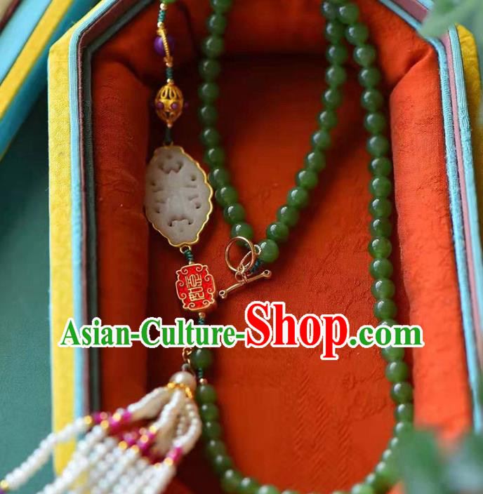 Chinese Classical Pearls Tassel Necklace Pendant National Handmade Jade Beads Necklet Jewelry Accessories Chinese Classical Pearls Tassel Necklace Pendant National Handmade Jade Beads Necklet Jewelry Accessories
