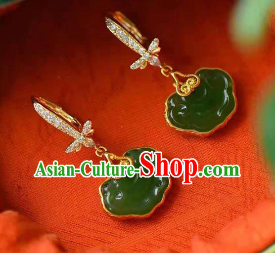 Handmade China Jade Ear National Jewelry Accessories Traditional Cheongsam Crystal Earrings Handmade China Jade Ear National Jewelry Accessories Traditional Cheongsam Crystal Earrings