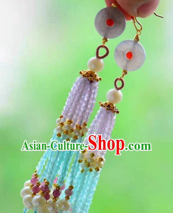 Handmade China Hetian Jade Ear National Jewelry Accessories Traditional Cheongsam Pearls Tassel Earrings Handmade China Hetian Jade Ear National Jewelry Accessories Traditional Cheongsam Pearls Tassel Earrings