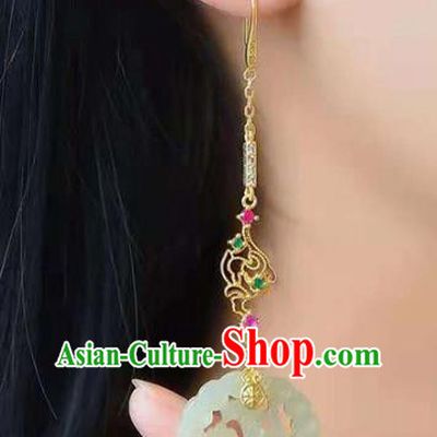 Handmade China Wedding Ear National Jewelry Accessories Traditional Cheongsam Crystal Jade Earrings