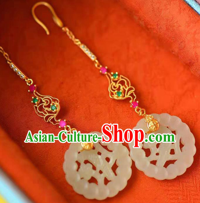Handmade China Wedding Ear National Jewelry Accessories Traditional Cheongsam Crystal Jade Earrings Handmade China Wedding Ear National Jewelry Accessories Traditional Cheongsam Crystal Jade Earrings