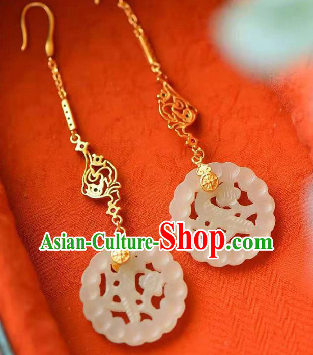 Handmade China Wedding Ear National Jewelry Accessories Traditional Cheongsam Crystal Jade Earrings Handmade China Wedding Ear National Jewelry Accessories Traditional Cheongsam Crystal Jade Earrings