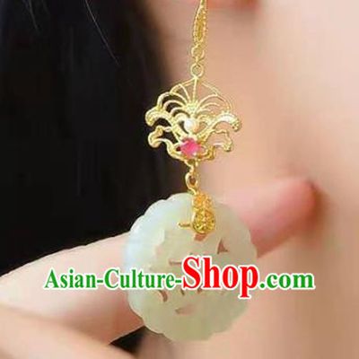 Handmade China Wedding Jade Ear National Jewelry Accessories Traditional Cheongsam Earrings
