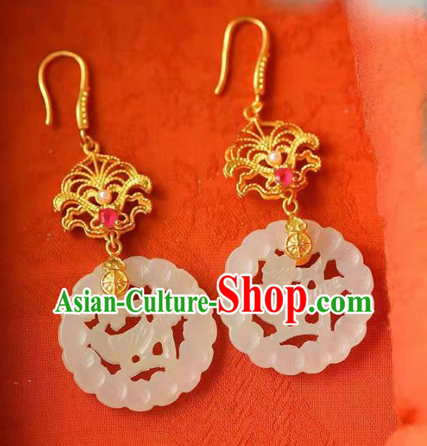 Handmade China Wedding Jade Ear National Jewelry Accessories Traditional Cheongsam Earrings Handmade China Wedding Jade Ear National Jewelry Accessories Traditional Cheongsam Earrings
