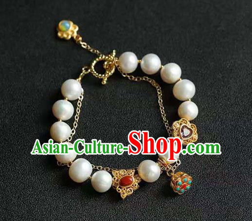 China Handmade Golden Gourd Bracelet Traditional Jewelry Accessories National Pearls Bangle China Handmade Golden Gourd Bracelet Traditional Jewelry Accessories National Pearls Bangle
