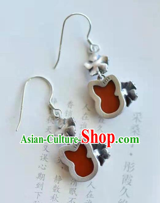 Handmade China Silver Ear Jewelry Accessories Traditional National Cheongsam Agate Carving Fox Earrings Handmade China Silver Ear Jewelry Accessories Traditional National Cheongsam Agate Carving Fox Earrings