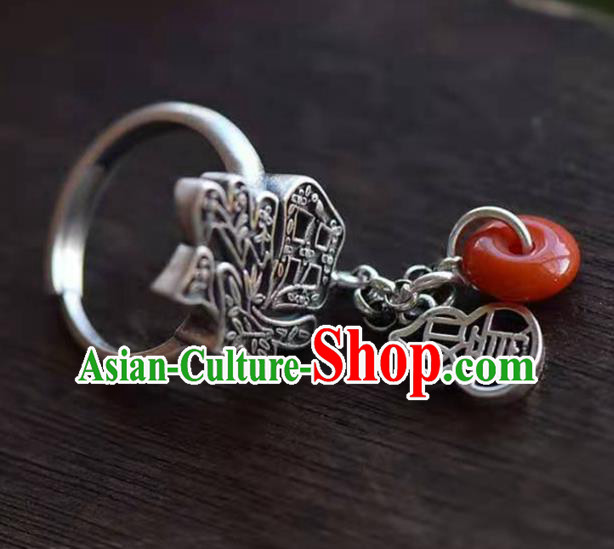 China National Agate Peace Buckle Ring Jewelry Traditional Handmade Silver Circlet Accessories China National Agate Peace Buckle Ring Jewelry Traditional Handmade Silver Circlet Accessories