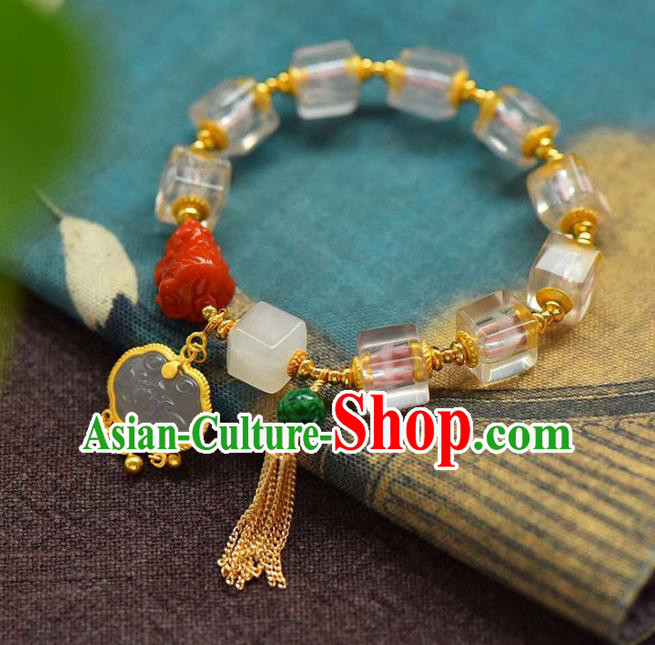China Handmade Agate Jade Bracelet Traditional Jewelry Accessories National Crystal Bangle China Handmade Agate Jade Bracelet Traditional Jewelry Accessories National Crystal Bangle