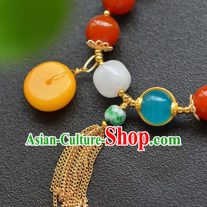 China Handmade Beeswax Peace Buckle Bracelet Traditional Jewelry Accessories National Agate Beads Bangle China Handmade Beeswax Peace Buckle Bracelet Traditional Jewelry Accessories National Agate Beads Bangle