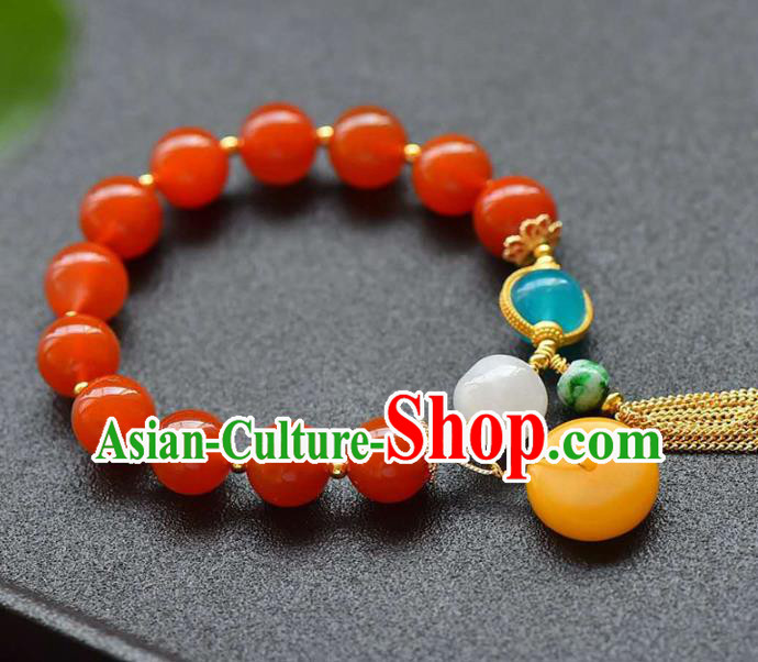 China Handmade Beeswax Peace Buckle Bracelet Traditional Jewelry Accessories National Agate Beads Bangle China Handmade Beeswax Peace Buckle Bracelet Traditional Jewelry Accessories National Agate Beads Bangle