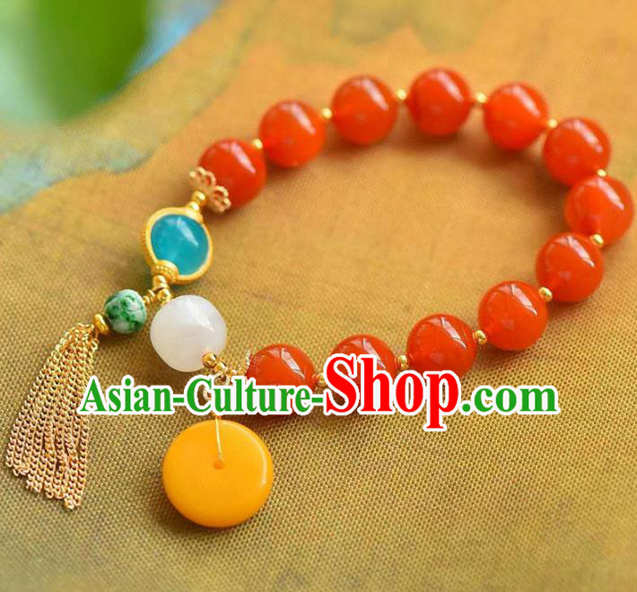 China Handmade Beeswax Peace Buckle Bracelet Traditional Jewelry Accessories National Agate Beads Bangle China Handmade Beeswax Peace Buckle Bracelet Traditional Jewelry Accessories National Agate Beads Bangle