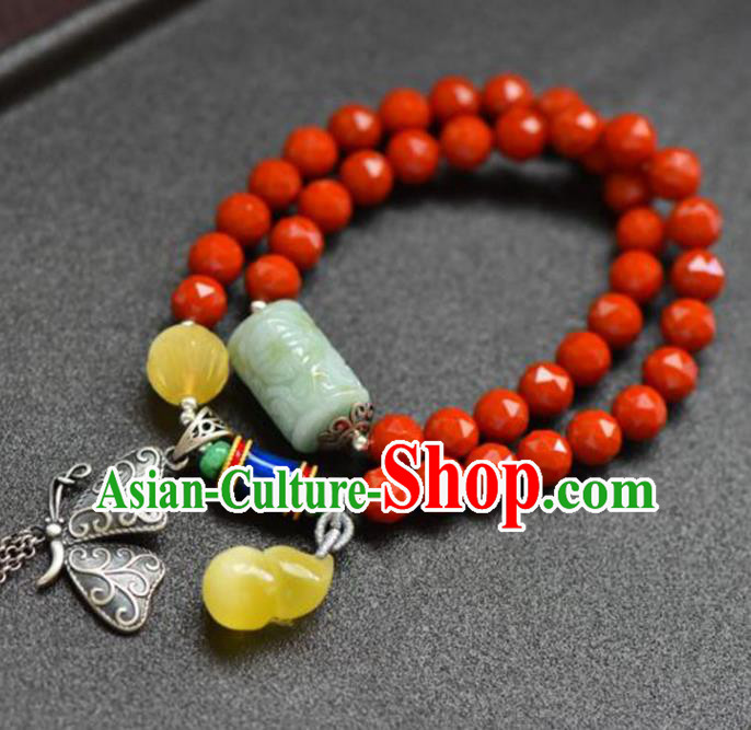 China Handmade Jade Carving Bracelet Traditional Jewelry Accessories National Silver Butterfly Bangle China Handmade Jade Carving Bracelet Traditional Jewelry Accessories National Silver Butterfly Bangle