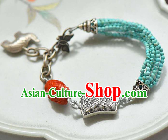 China Handmade Agate Tassel Bracelet Traditional Jewelry Accessories National Silver Carving Bangle China Handmade Agate Tassel Bracelet Traditional Jewelry Accessories National Silver Carving Bangle