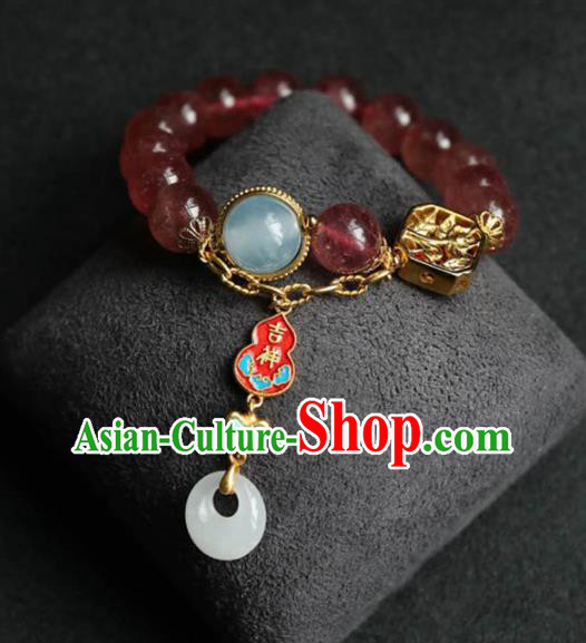 China Handmade Garnet Beads Bracelet Traditional Jewelry Accessories National Enamel Gourd Bangle China Handmade Garnet Beads Bracelet Traditional Jewelry Accessories National Enamel Gourd Bangle