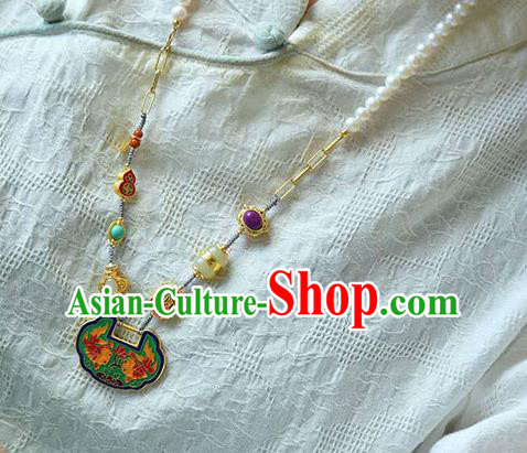 Chinese Classical Cloisonne Necklace Pendant National Handmade Jewelry Accessories Longevity Lock Chinese Classical Cloisonne Necklace Pendant National Handmade Jewelry Accessories Longevity Lock