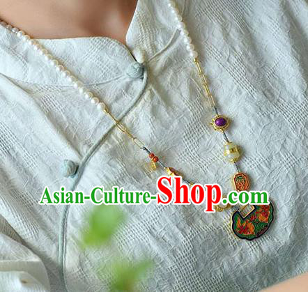 Chinese Classical Cloisonne Necklace Pendant National Handmade Jewelry Accessories Longevity Lock Chinese Classical Cloisonne Necklace Pendant National Handmade Jewelry Accessories Longevity Lock