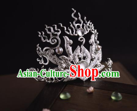 China Traditional Swordsman Hairdo Crown Handmade Hair Accessories Tang Dynasty Argent Hairpin China Traditional Swordsman Hairdo Crown Handmade Hair Accessories Tang Dynasty Argent Hairpin