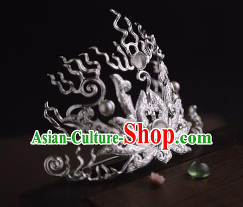 China Traditional Swordsman Hairdo Crown Handmade Hair Accessories Tang Dynasty Argent Hairpin China Traditional Swordsman Hairdo Crown Handmade Hair Accessories Tang Dynasty Argent Hairpin