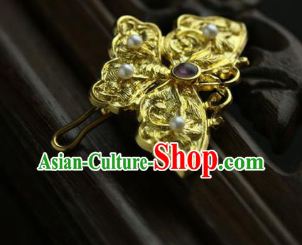 Chinese Classical Golden Butterfly Brooch National Handmade Pearls Jewelry Accessories Chinese Classical Golden Butterfly Brooch National Handmade Pearls Jewelry Accessories