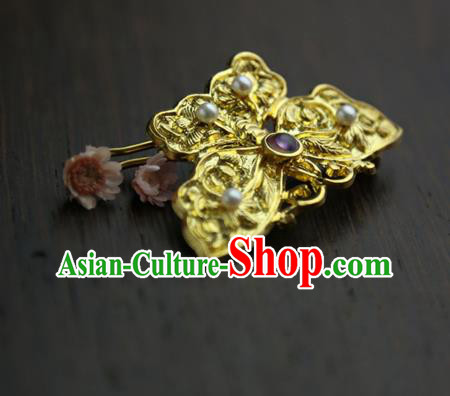 Chinese Classical Golden Butterfly Brooch National Handmade Pearls Jewelry Accessories Chinese Classical Golden Butterfly Brooch National Handmade Pearls Jewelry Accessories