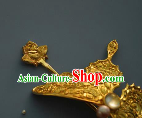 China Traditional Golden Butterfly Hair Crown Handmade Hair Accessories Tang Dynasty Princess Hairpin China Traditional Golden Butterfly Hair Crown Handmade Hair Accessories Tang Dynasty Princess Hairpin