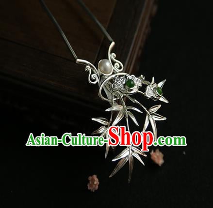 China Traditional Silver Bamboo Hair Stick Handmade Hair Accessories Jin Dynasty Pearl Hairpin China Traditional Silver Bamboo Hair Stick Handmade Hair Accessories Jin Dynasty Pearl Hairpin