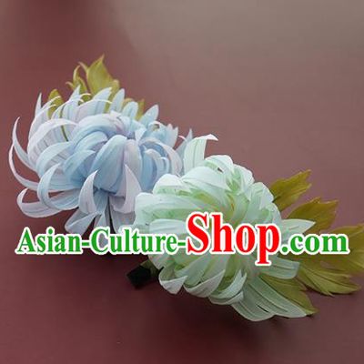 China Traditional Silk Chrysanthemum Hair Stick Handmade Hair Accessories Song Dynasty Hairpin