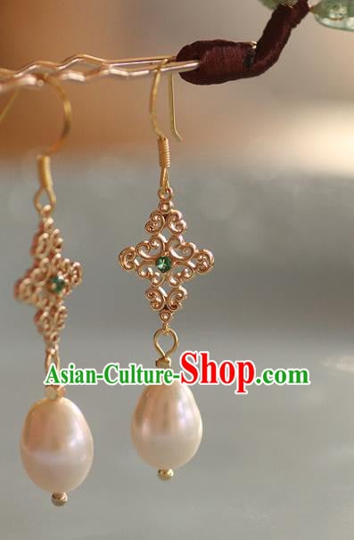 China Traditional Beryl Ear Jewelry Accessories Handmade Cheongsam Pearls Earrings China Traditional Beryl Ear Jewelry Accessories Handmade Cheongsam Pearls Earrings