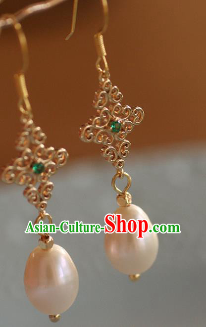 China Traditional Beryl Ear Jewelry Accessories Handmade Cheongsam Pearls Earrings China Traditional Beryl Ear Jewelry Accessories Handmade Cheongsam Pearls Earrings