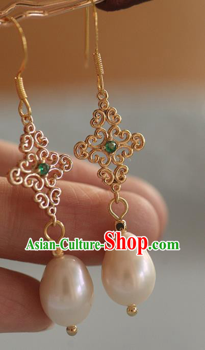 China Traditional Beryl Ear Jewelry Accessories Handmade Cheongsam Pearls Earrings China Traditional Beryl Ear Jewelry Accessories Handmade Cheongsam Pearls Earrings