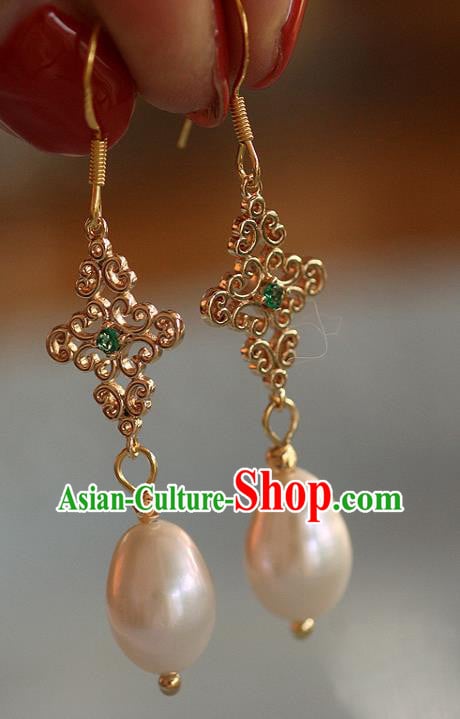 China Traditional Beryl Ear Jewelry Accessories Handmade Cheongsam Pearls Earrings China Traditional Beryl Ear Jewelry Accessories Handmade Cheongsam Pearls Earrings