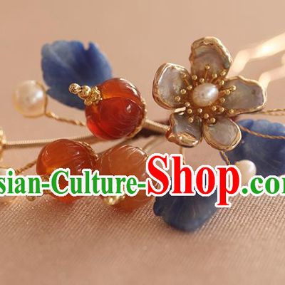 China Song Dynasty Shell Plum Hairpin Handmade Hair Accessories Traditional Ancient Princess Hair Stick