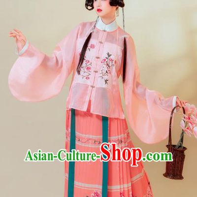 Traditional China Ming Dynasty Young Lady Historical Clothing Ancient Patrician Female Costumes Full Set