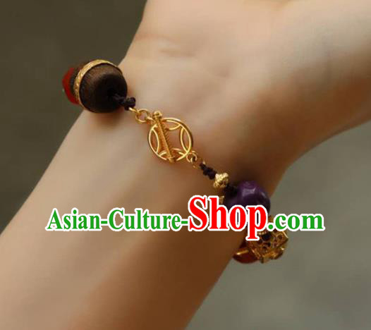 China Handmade Jade Gems Bracelet Traditional Jewelry Accessories National Golden Bangle China Handmade Jade Gems Bracelet Traditional Jewelry Accessories National Golden Bangle