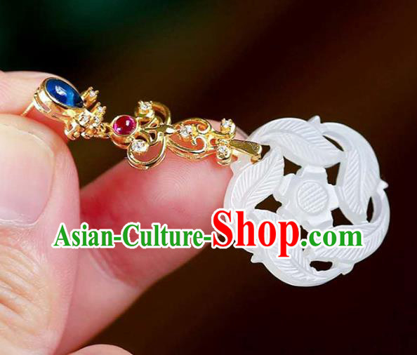Handmade China National Ear Jewelry Accessories Traditional Cheongsam Jade Plum Earrings Handmade China National Ear Jewelry Accessories Traditional Cheongsam Jade Plum Earrings