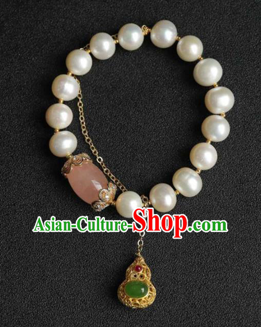 China Handmade Golden Gourd Tassel Bracelet Traditional Jewelry Accessories National Pearls Bangle China Handmade Golden Gourd Tassel Bracelet Traditional Jewelry Accessories National Pearls Bangle