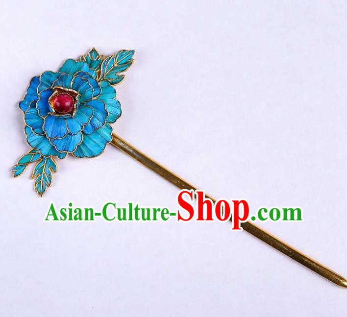 Chinese Traditional Qing Dynasty Peony Hair Jewelry Handmade Ancient Empress Tourmaline Hairpin Chinese Traditional Qing Dynasty Peony Hair Jewelry Handmade Ancient Empress Tourmaline Hairpin