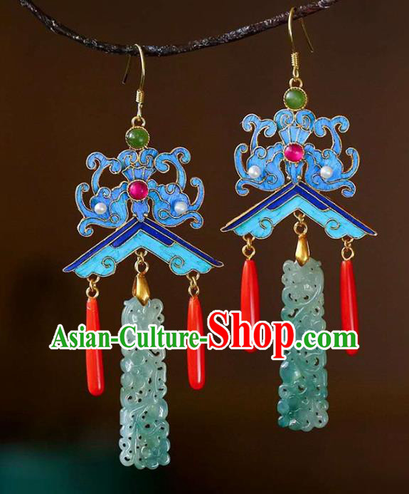 Handmade China Jade Jewelry Ear Accessories Traditional Cheongsam Cloisonne Bat Earrings Handmade China Jade Jewelry Ear Accessories Traditional Cheongsam Cloisonne Bat Earrings