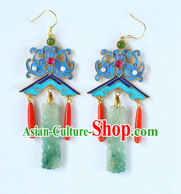 Handmade China Jade Jewelry Ear Accessories Traditional Cheongsam Cloisonne Bat Earrings Handmade China Jade Jewelry Ear Accessories Traditional Cheongsam Cloisonne Bat Earrings