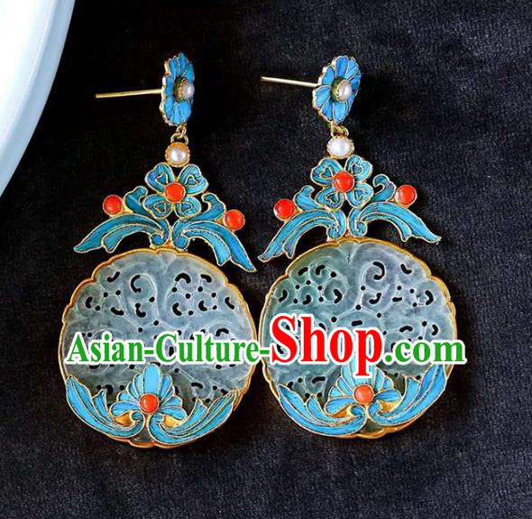 Handmade China Ear Accessories Traditional Cheongsam Cloisonne Earrings Jade Jewelry Handmade China Ear Accessories Traditional Cheongsam Cloisonne Earrings Jade Jewelry