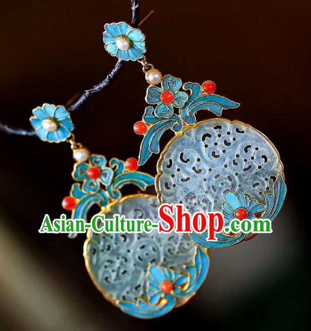 Handmade China Ear Accessories Traditional Cheongsam Cloisonne Earrings Jade Jewelry Handmade China Ear Accessories Traditional Cheongsam Cloisonne Earrings Jade Jewelry