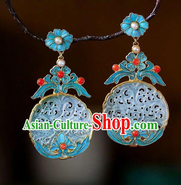 Handmade China Ear Accessories Traditional Cheongsam Cloisonne Earrings Jade Jewelry Handmade China Ear Accessories Traditional Cheongsam Cloisonne Earrings Jade Jewelry