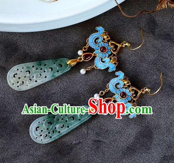 Handmade China Traditional Cheongsam Cloisonne Earrings Jade Jewelry Ear Accessories Handmade China Traditional Cheongsam Cloisonne Earrings Jade Jewelry Ear Accessories