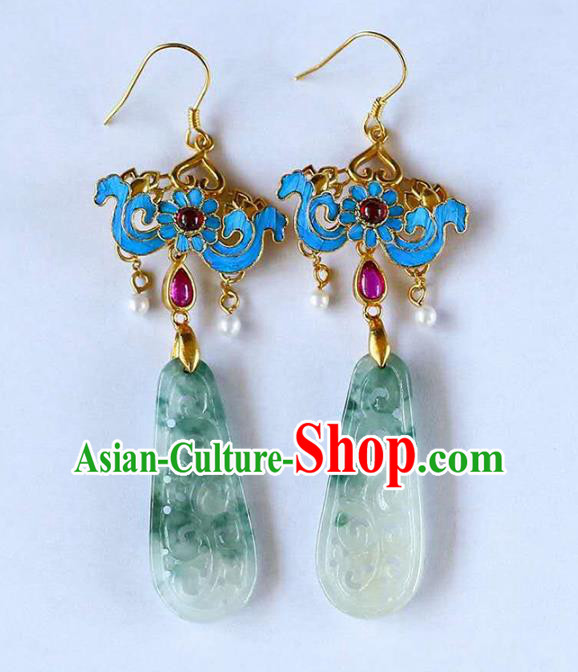 Handmade China Traditional Cheongsam Cloisonne Earrings Jade Jewelry Ear Accessories Handmade China Traditional Cheongsam Cloisonne Earrings Jade Jewelry Ear Accessories
