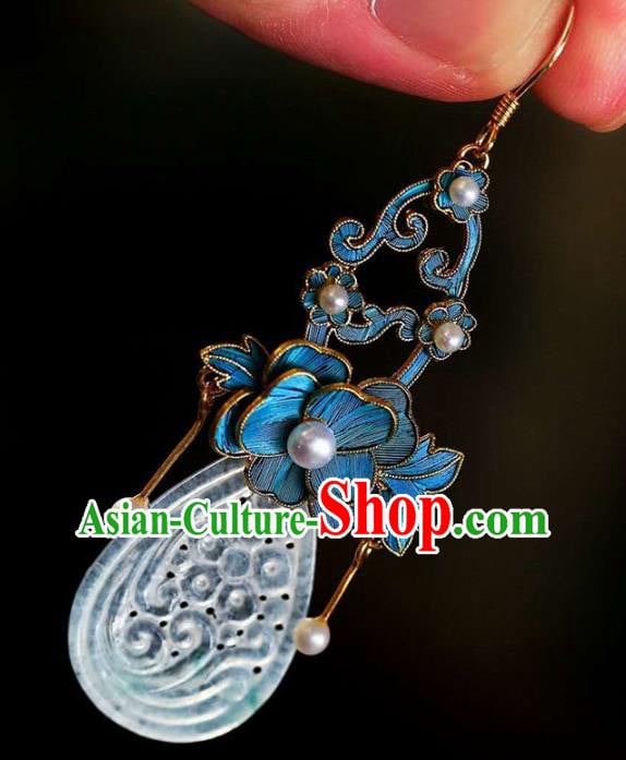 Handmade China Cloisonne Jewelry Pearls Ear Accessories Traditional Cheongsam Jade Earrings Handmade China Cloisonne Jewelry Pearls Ear Accessories Traditional Cheongsam Jade Earrings