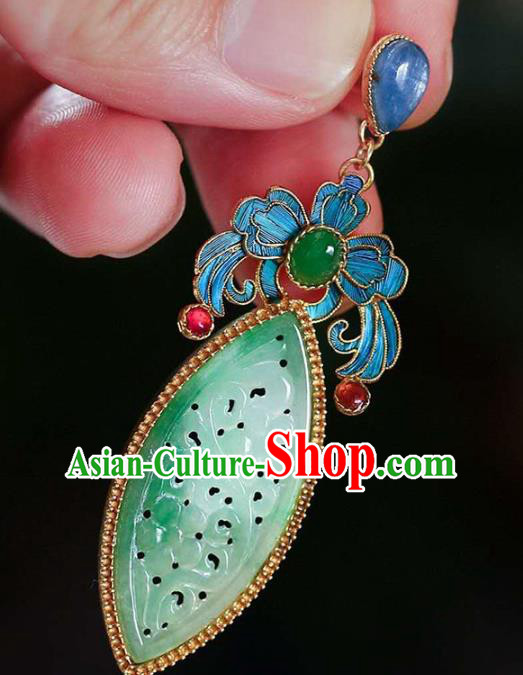 Handmade China Jade Ear Jewelry Accessories Traditional Cheongsam Cloisonne Earrings Handmade China Jade Ear Jewelry Accessories Traditional Cheongsam Cloisonne Earrings